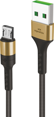 SIGNATIZE Micro USB Cable 4 A 1.2 m 4A Micro USB Data & Charging Cable, Made in India, 480Mbps Data Sync, Strong & Durable 1.5-Meter Nylon Braided USB Cable for Micro USB Devices - (Black)(Compatible with mobile, Gold) SIGNATIZE Micro USB Cable 4 A 1.2 m 4A Micro USB Data & Charging Cable, Made in India, 480Mbps Data Sync, Strong & Durable 1.5-Meter Nylon Braided USB Cable for Micro USB Devices - (Black)(Compatible with mobile, Gold)