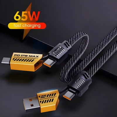 4 in 1 65W Fast Charging Type C/Lightning /Micro USB/Type A 1 m USB Type C Cable(Compatible with Android and Iphone, Black, Yellow)