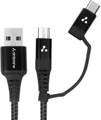 Ambrane USB Type C Cable 3 A 1.5 m ABDC-10(Compatible with Smartphone, Black, One Cable)