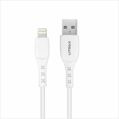 UTRAX Lightning Cable 3.1 A 1 m PVC unbreakable 36W Fast Charging and Sync Cable(Compatible with Apple iPhone, Apple iPad, Apple Macbook, White, One Cable)