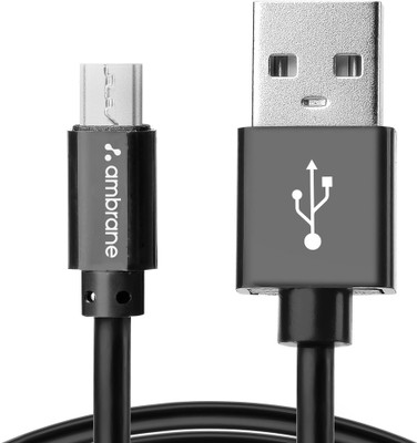 Ambrane Micro USB Cable 3 A 1 m ACM-1 1m(Compatible with Tablets, Mobiles, Black, One Cable)