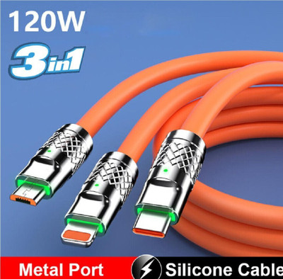 TECHEL 3-in-1 Cable 3 m 3-in-1 Cable 1.2 m 120W Charger , FAT Charging Portable BVF6(Compatible with Multi - Text
only null values allowed, Multi - Text
only Null Values Allowed
Used For: ID, Variant, Title)