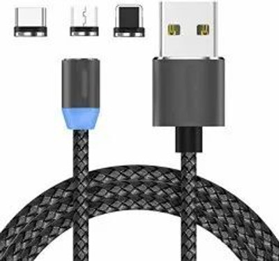ENMORA 3-in-1 Cable 3 m market offer .3 in 1 MAGNETIC simpal CABEL, phone 4(Compatible with Power Cord, Black)