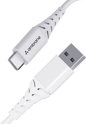 Ambrane USB Type C Cable 2.4 A 1 m ACT-10 Plus(Compatible with Smartphones, White, One Cable)