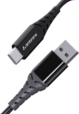 Ambrane USB Type C Cable 3 A 1 m ACT-10 Plus(Compatible with Smartphones, Black)
