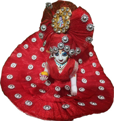 Shree ji Creations Shreeji Creations Red Heavy Design Laddu Gopal Ji Size 1-2 Dress(Cotton)
