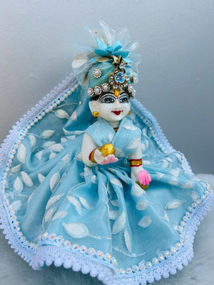 Iblay (Size 5)Laddu Gopal Summer Fancy Dress Poshak With 1 Mukut (Sky Blue) Dress(Cotton)