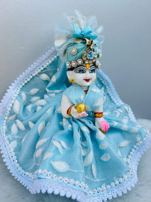 Iblay (Size 2)Laddu Gopal Summer Fancy Dress Poshak With 1 Mukut (Sky Blue) Dress(Cotton)