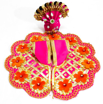 KUHI Kuhi Handmade Dress with Matching Pugdi For Laddu Gopal Ji For Size No. 2 & 3 Dress(Silk)