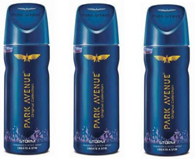 PARK AVENUE Storm Deodorants 150 Ml*3 Pcs Body Spray  -  For Men & Women(450 ml, Pack of 3)