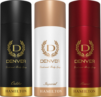 DENVER Caliber, Honour, Imperial Deodorant Body Spray (150ml x 3) Body Spray - For Men(150 ml, Pack of 3)