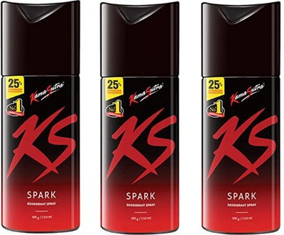 KS SPARK * SP03 (150ml each) Deodorant Spray  -  For Men(450 ml, Pack of 3)