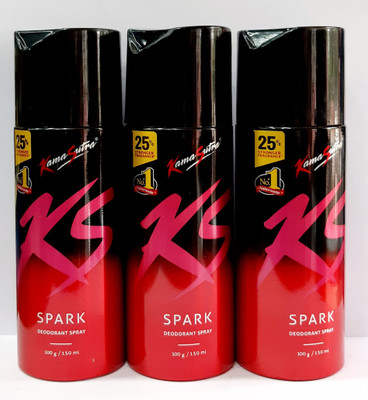 KS Spark Deodorant Spray 150 ml, Pack of 3 Deodorant Spray  -  For Men(450 ml, Pack of 3)