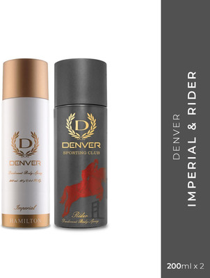 DENVER Imperial and Rider Combo Deodorant Spray  -  For Men(400 ml, Pack of 2)