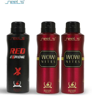 Neel’s COMBO RED EXTREME & 2WOW NITE Deodorant Body Spray  -  For Men(600 ml, Pack of 3)