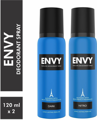 Envy Dark & Nitro Deo Combo Body Deodorant Spray  -  For Men(240 ml, Pack of 2)