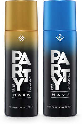 RIYA Party Wear Mauj & Monk Deodorant | Set of 2 | 200ml Each | Long Lasting Body Spray  -  For Men(400 ml, Pack of 2)