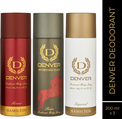 DENVER Imperial,Sporting Club Rider & Honour Body Spray  -  For Men(540 ml, Pack of 3)