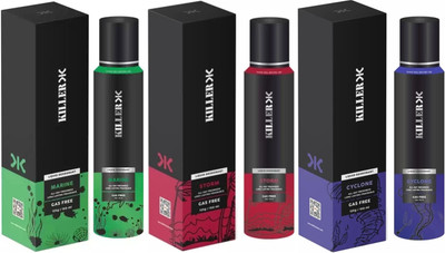 KILLER Storm, Cyclone, Marine (150ml Each) Deodorant Spray - For Men & Women (Pack of 3) Body Spray  -  For Men & Women(150 ml, Pack of 3)