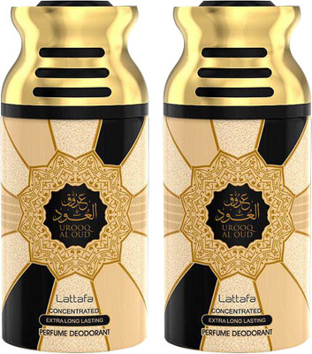 Lattafa Urooq Al Oud Perfumed Body Spray, 250ml Pack 0f 2 Deodorant Spray  -  For Men & Women(500 ml, Pack of 2)