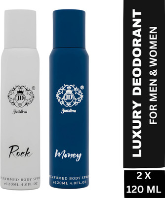 JUST DIVA ROCK & MONEY LONG LASTING NO GAS Deodorant FOR MEN 240 ML , PACK OF 2) Deodorant Spray - For Men(240 ml, Pack of 2)