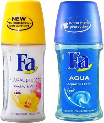 FA Floral Protect With Aqua Deodorant Roll-on  -  For Men & Women(50 ml, Pack of 2)