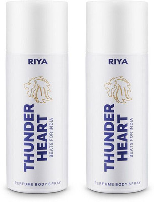 Riya THUNDER HEART WHITE, DEODORANT BODY SPRAY, MANDARIN AMBER, LONG-LASTING Deodorant Spray - For Men(300 ml, Pack of 2)