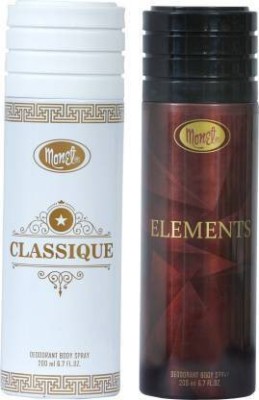MONET DEODORATS CLASSIC & ELEMENTS EACH 200ML Body Spray  -  For Men & Women(400 ml, Pack of 2)