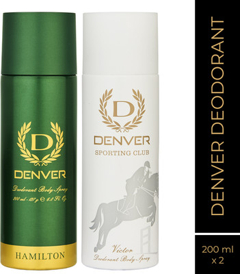DENVER Hamilton and Victor (Pack of 2) Deodorant Spray  -  For Men(400 ml, Pack of 2)