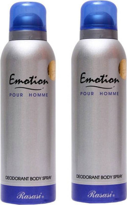 RASASI EMOTION SILVER MEN Deodorant Spray  -  For Men(400 ml, Pack of 2)