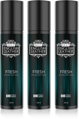 NEXT English Leather Fresh All Day Long, 3 Luxurious Pack Perfume Body Spray  -  For Men(360 ml, Pack of 3)