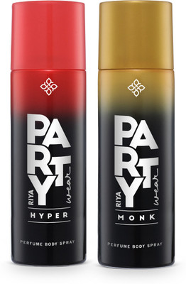 RIYA Party Wear Hyper & Monk Deodorant | Set of 2 |200 ml Each | Long Lasting Body Spray  -  For Men(400 ml, Pack of 2)