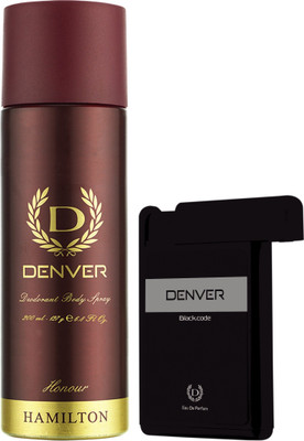 DENVER Honour Deo & Black Code Pocket Perfume Combo Deodorant Spray  -  For Men(218 ml, Pack of 2)