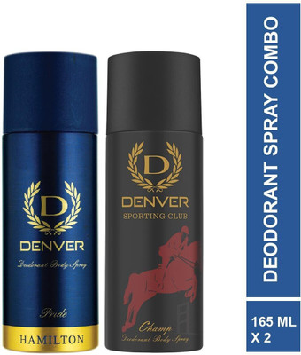 DENVER Hamilton Pride 165 ml & Champ 165 ml Combo Deodorant Spray  -  For Men(330 ml, Pack of 2)