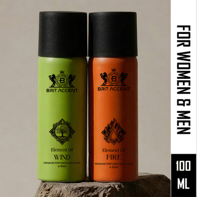 BRIT ACCENT |Element Of Fire & Element Of Wind| Premium Body Spray - Long Lasting| Perfume Body Spray - For Men & Women(100 ml, Pack of 2)
