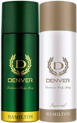 DENVER 1 HAMILTON AND 1 IMPERIAL DEO Deodorant Spray  -  For Men & Women(330 ml, Pack of 2)