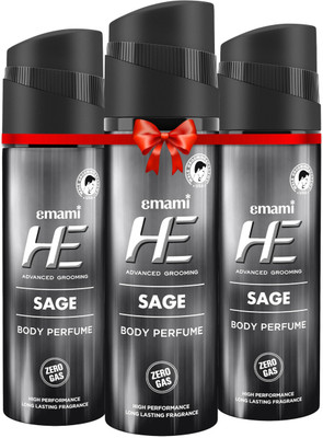 HE Sage Deodorant Spray  -  For Men(360 ml, Pack of 3)