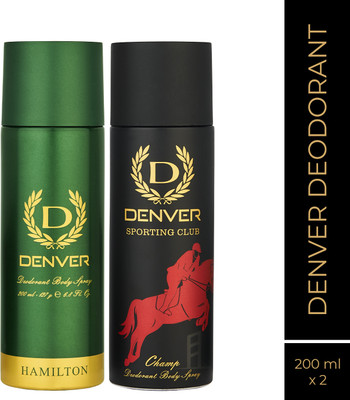 DENVER Hamilton 200 ml & Champ 200 ml Combo Deodorant Spray  -  For Men(400 ml, Pack of 2)
