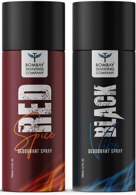 BOMBAY SHAVING COMPANY Red Spice & Black Vibe 150ml x 2 Combo Deodorant Spray - For Men(300 ml, Pack of 2)