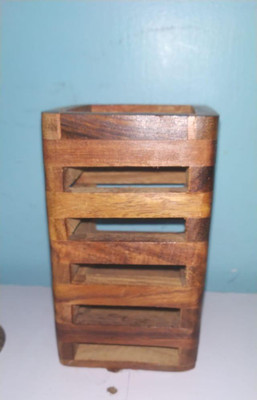 Enshrine 1 Compartments Wooden Pen Holder(Brown)