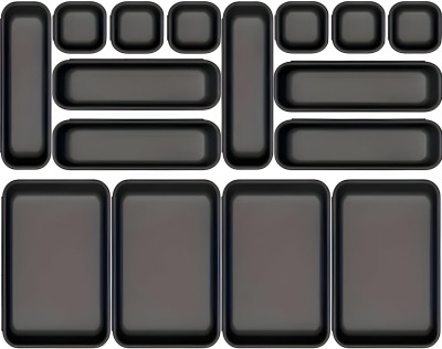Cazlee 16 Compartments Plastic Desk Drawer Trays, Makeup Jewelry, Utensils, Gadgets(Black)