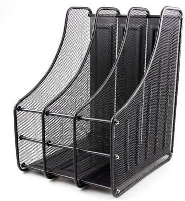 EDBIRET 3 Compartments Metal File Organizer(Black)