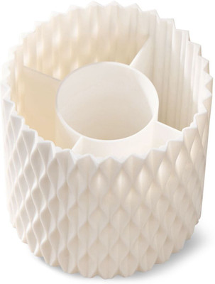 STANCRAY 5 Compartments ABS Plastic Rotating Pen Holder Offer a Sleek And Efficient Way To Keep Your Pens Organized(White)