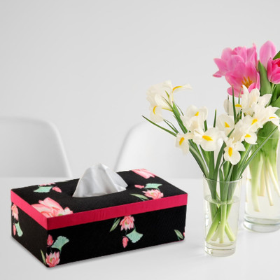 SEJ by Nisha Gupta 1 Compartments Wooden Tissue Box Holder | Tissue Box for Gifting | Car Tissues Box(Black)
