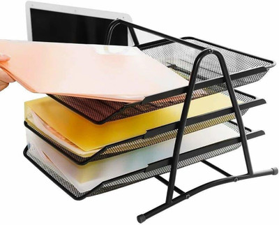 Nexvox 3 Compartments Metal Office Supplies(Black)