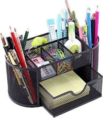 DUS 9 Compartments Mesh Metal pen stand, Remote holder(Black)