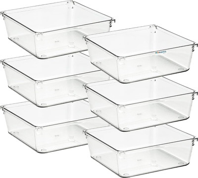 HOMESTIC by Kuber Industries 6 Compartments Acrylic Desk Organizers(Transparent)