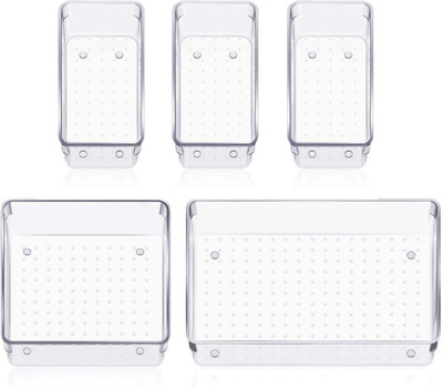 Eopzo 5 Compartments Plastic Drawer Organizer(Transparent)