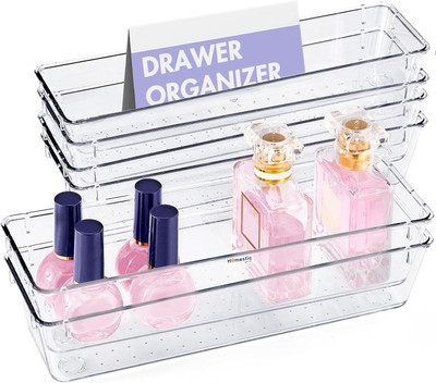 HOMESTIC by Kuber Industries 6 Compartments Acrylic Desk Organizers(Transparent)