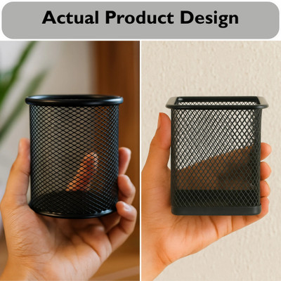Nexvox 1 Compartments Metal Pen Stand(Black)